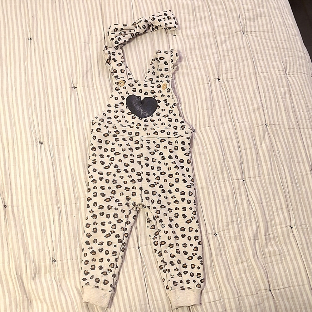 Girls 18M Cheetah print Overalls